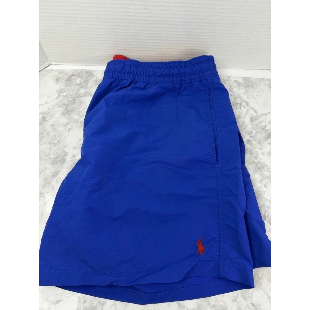 Polo Ralph Lauren Swim Trunks Size Large BlueRed Pony Logo Drawstring Mesh Lined